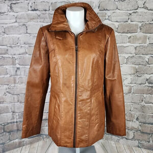 Marc New York Andrew Marc Leather Jacket Zip Front Caramel Size Large
